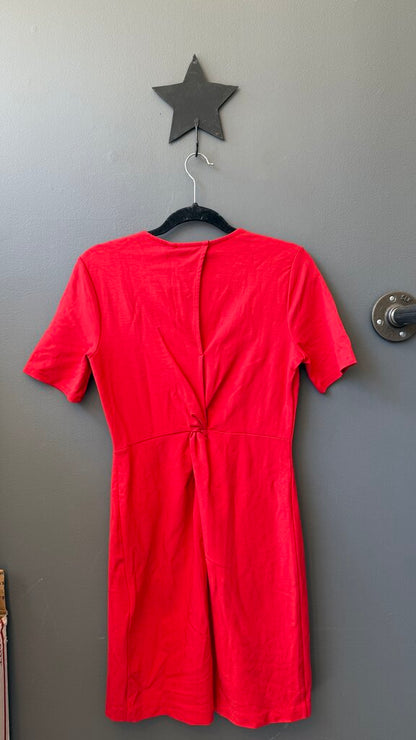 Petite Ponte Knot Back Sheath Dress