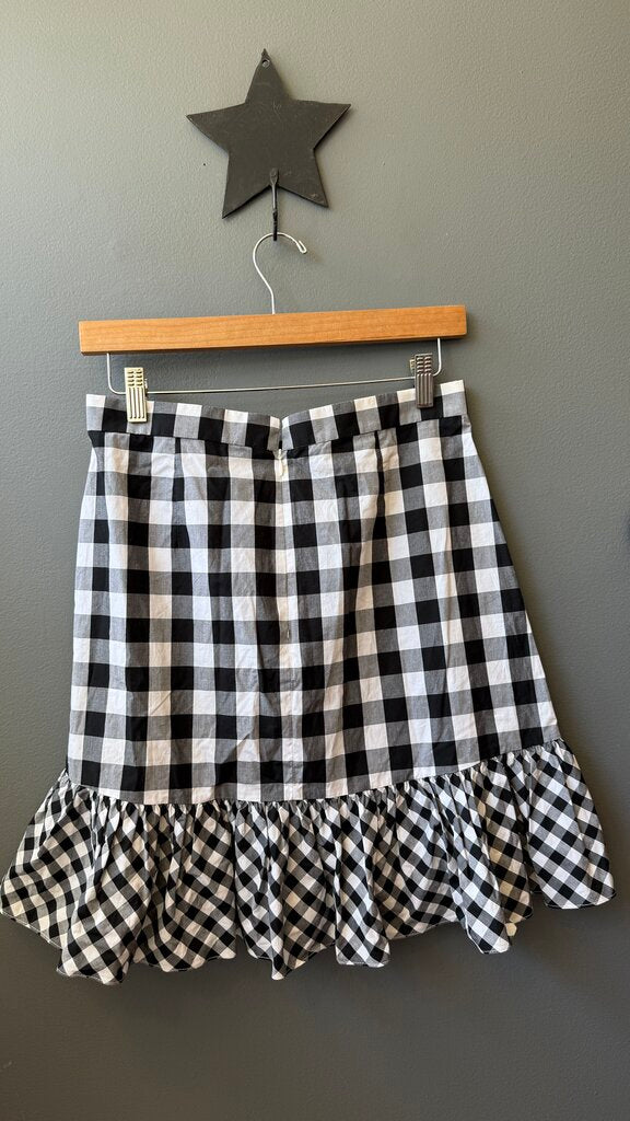 Cotton Gingham Ruffle Skirt