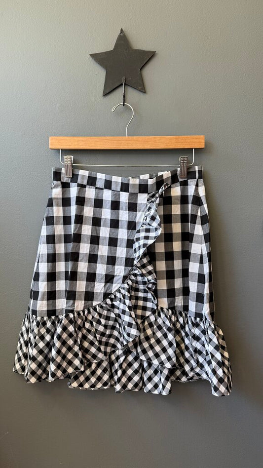 Cotton Gingham Ruffle Skirt