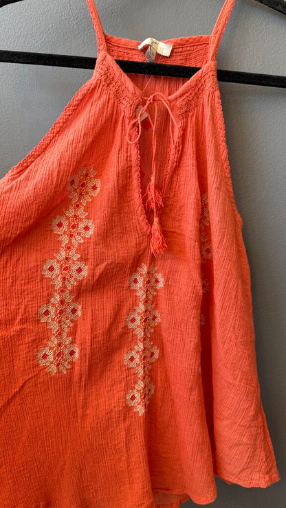 Embroidered Cotton Gauze Tank
