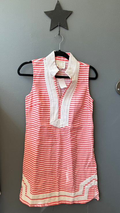 Linen Stipe Tunic Dress