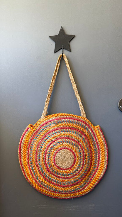 Giant Rainbow Circle Jute Bag