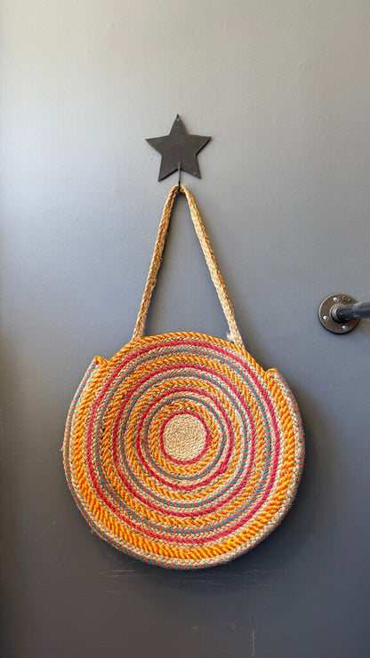 Giant Rainbow Circle Jute Bag