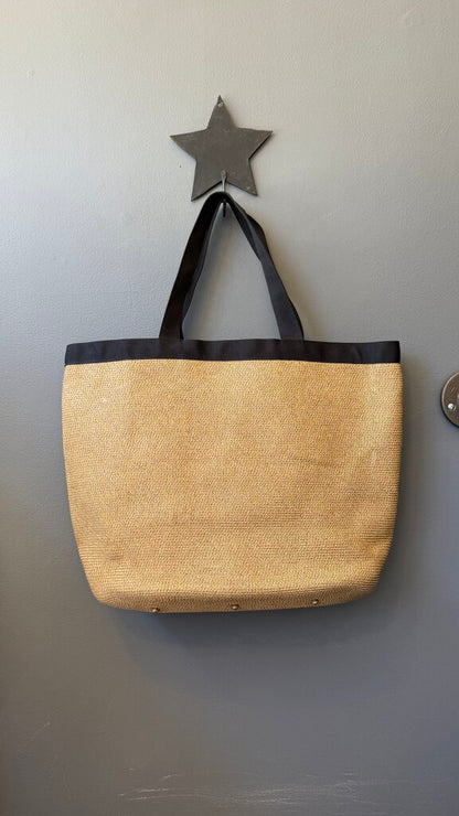 Plastic Lined Straw Tote Bag