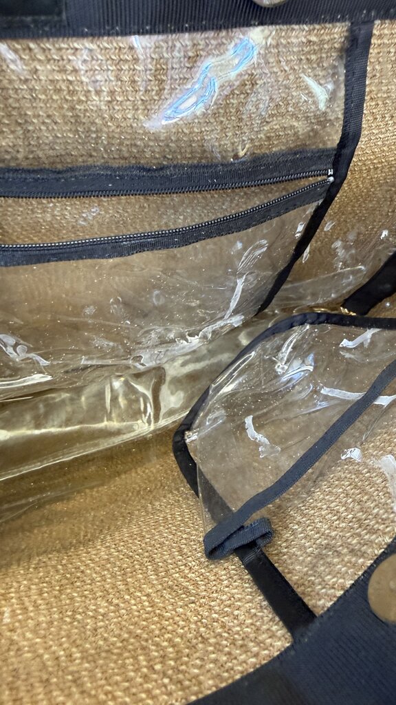 Plastic Lined Straw Tote Bag