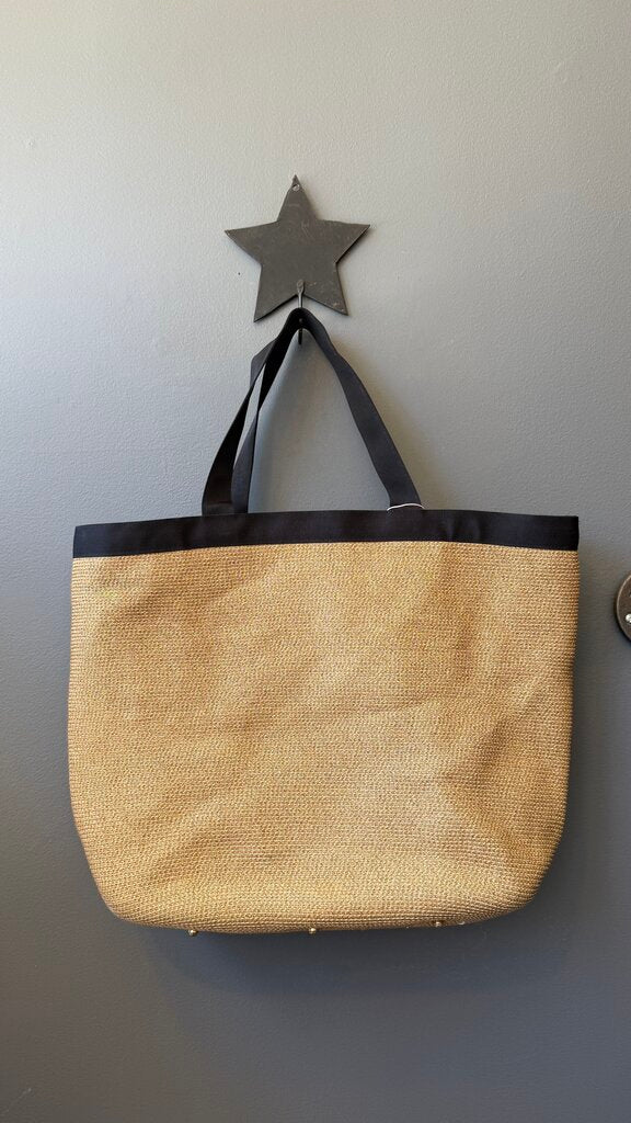 Plastic Lined Straw Tote Bag