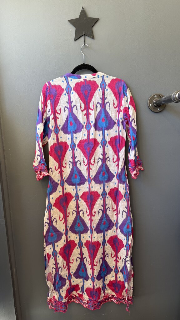 Linen Ikat Maxi Caftan Dress