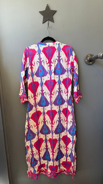 Linen Ikat Maxi Caftan Dress