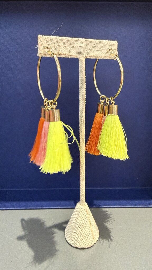 Neon Tassel Hoop Earrings