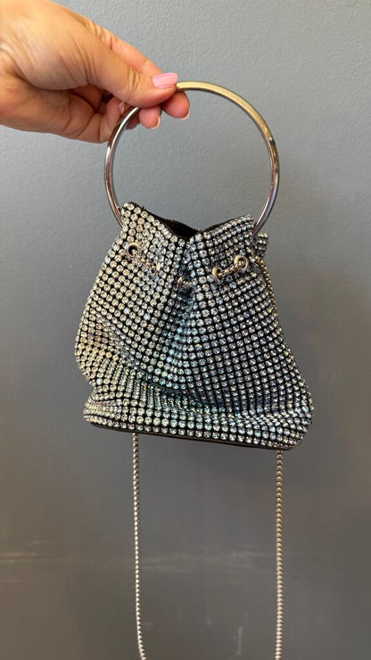 Rhinestone Mini Bucket Bag