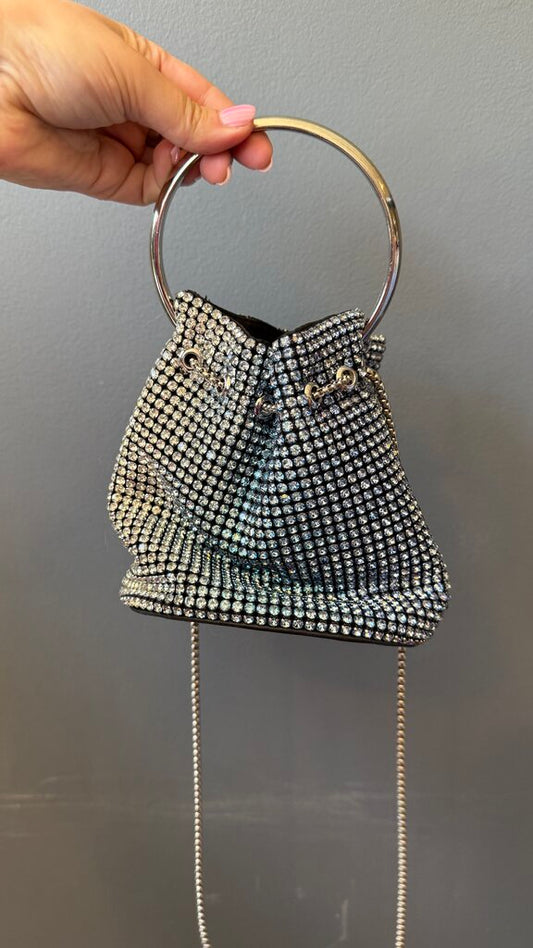 Rhinestone Mini Bucket Bag