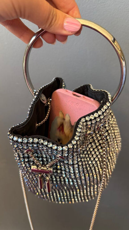 Rhinestone Mini Bucket Bag