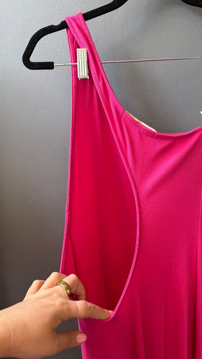 Ribbed One Shoulder Midi Dress