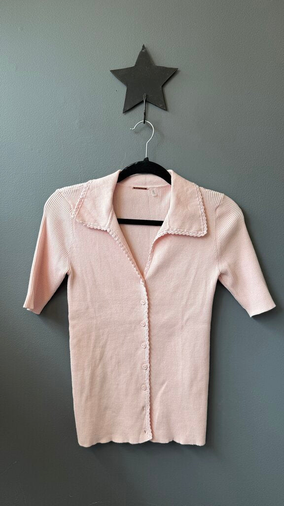 Short Sleeve Ribbed Cardigan Sweater
