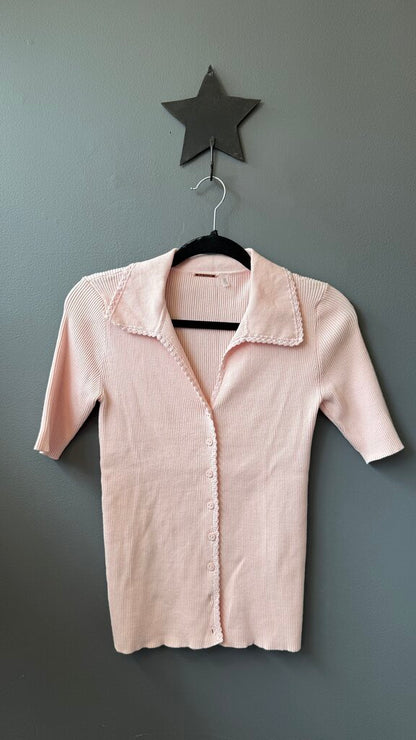 Short Sleeve Ribbed Cardigan Sweater