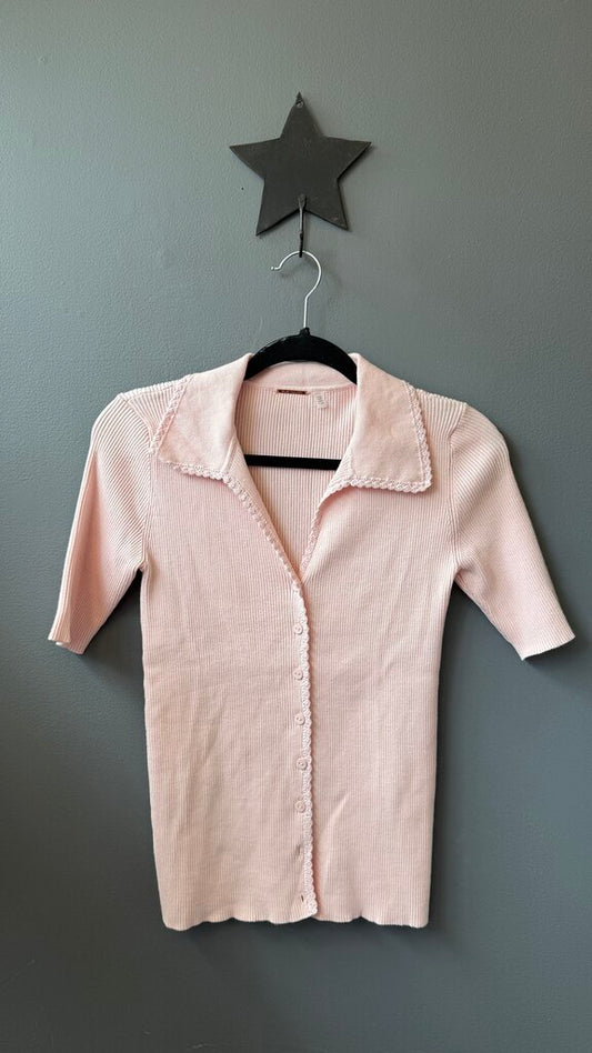 Short Sleeve Ribbed Cardigan Sweater