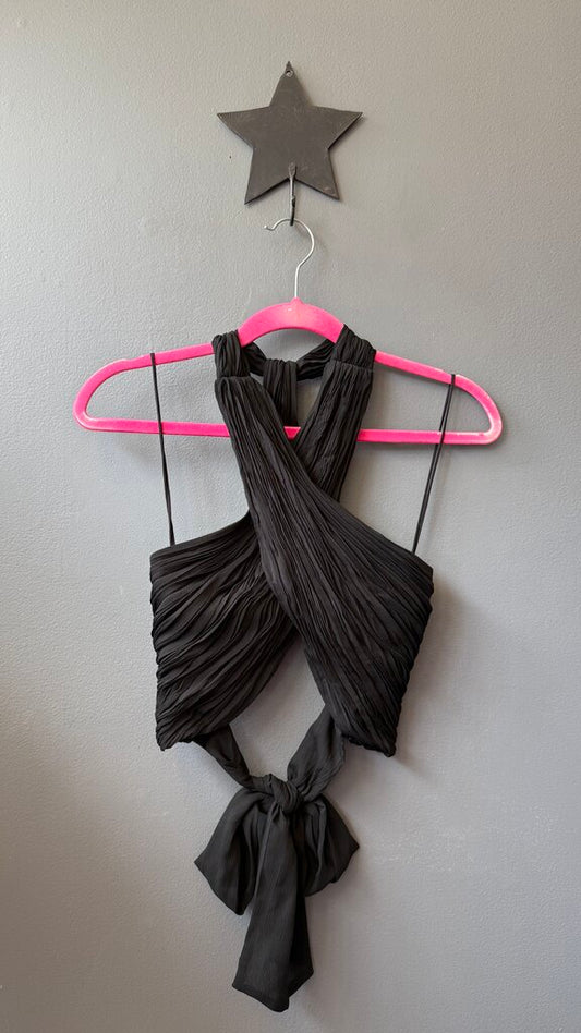 Gathered Tie Back Crop Top