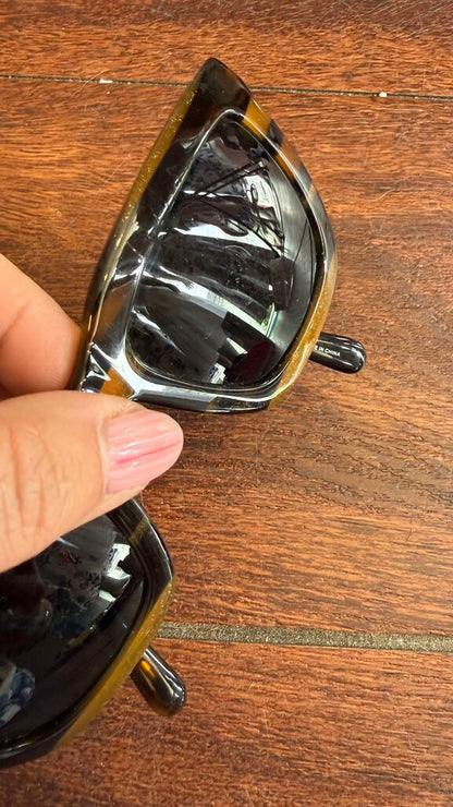 Metallic Stripe Square Sunglasses