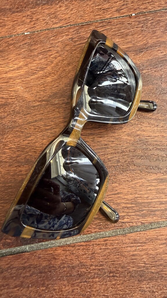 Metallic Stripe Square Sunglasses