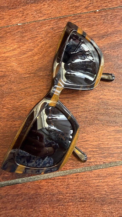 Metallic Stripe Square Sunglasses