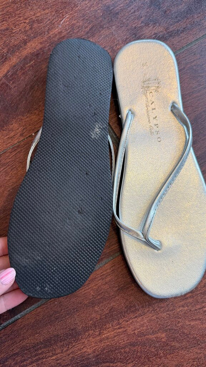 Silver Flip Flop Sandals