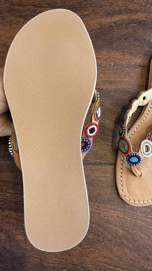 Beaded Flip Flop Leather Sandals