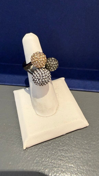 Adjustable Rhinestone Ball Ring