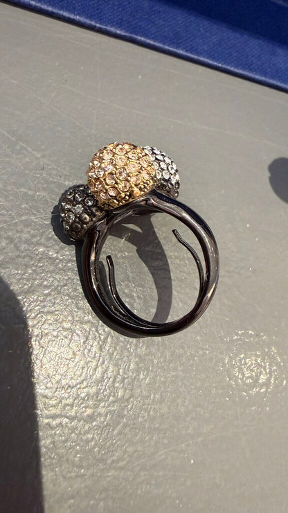 Adjustable Rhinestone Ball Ring