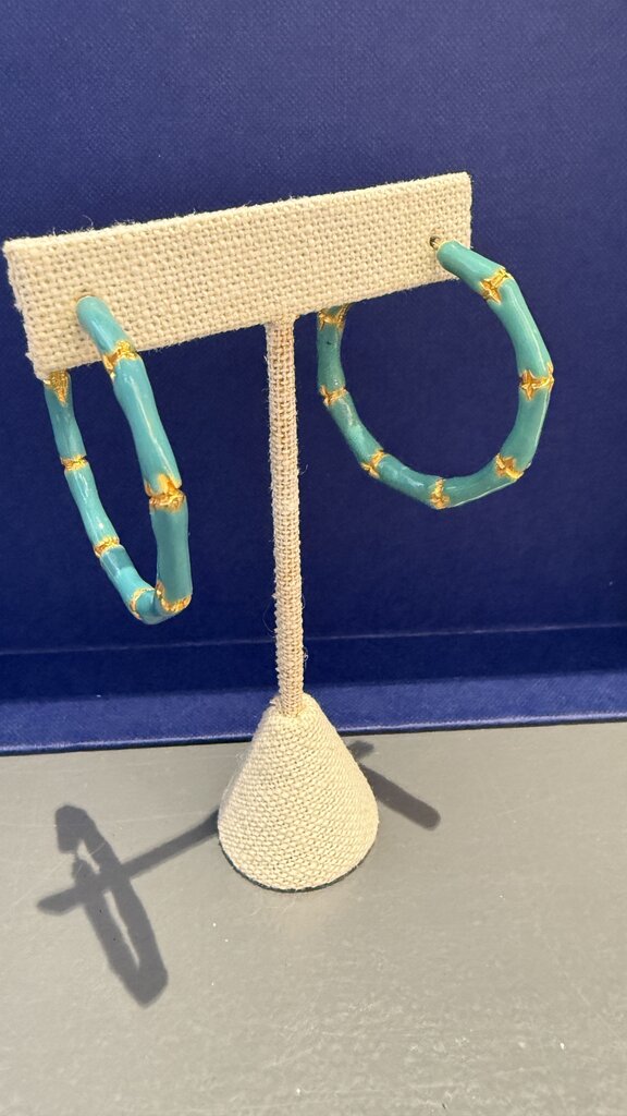 Enamel Bamboo Hoop Earrings