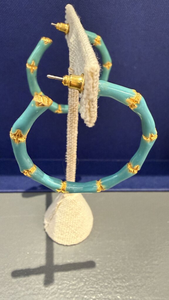Enamel Bamboo Hoop Earrings