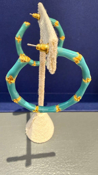 Enamel Bamboo Hoop Earrings