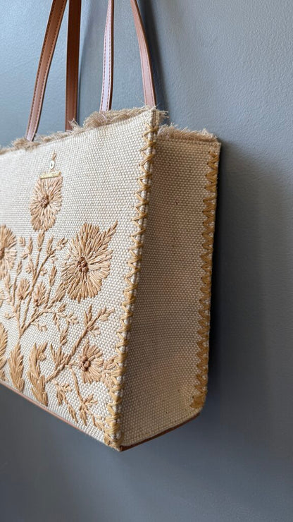 Embroidered Fringe Top Tote