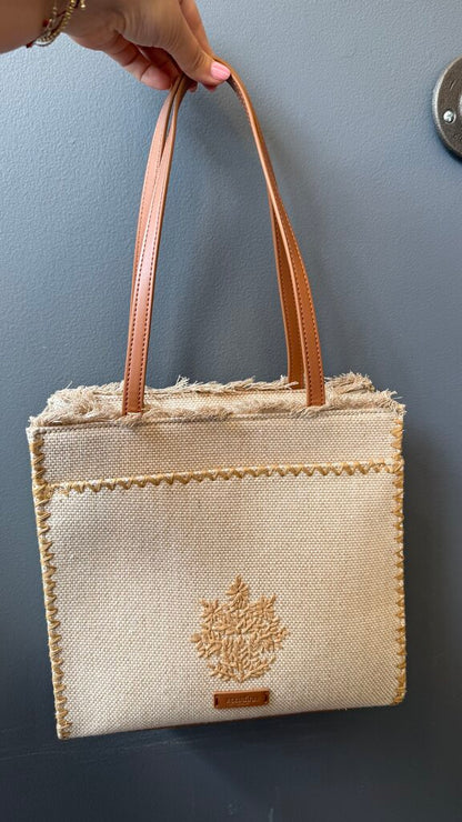 Embroidered Fringe Top Tote