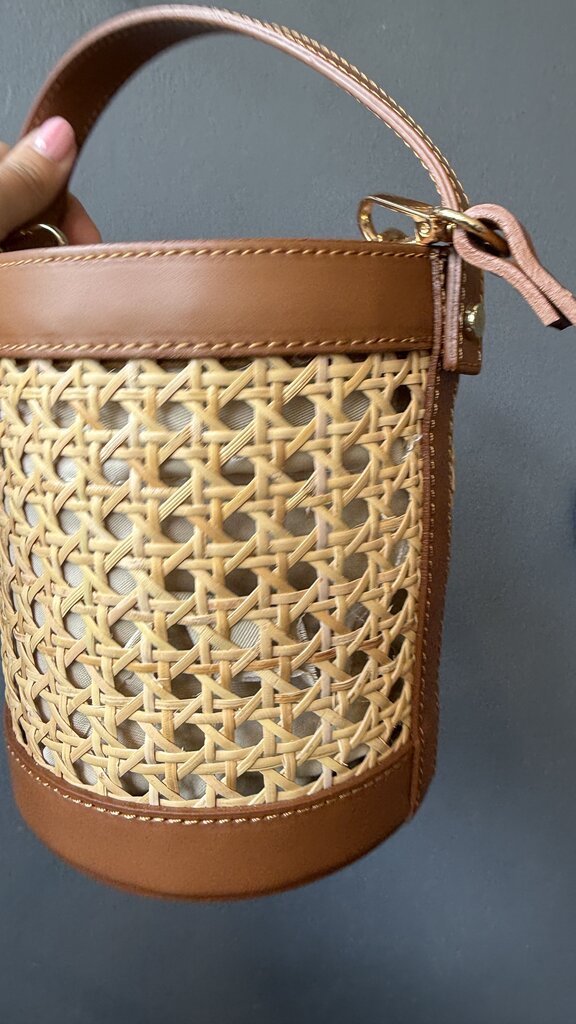 Cane Rattan Mini Bucket Crossbody Bag