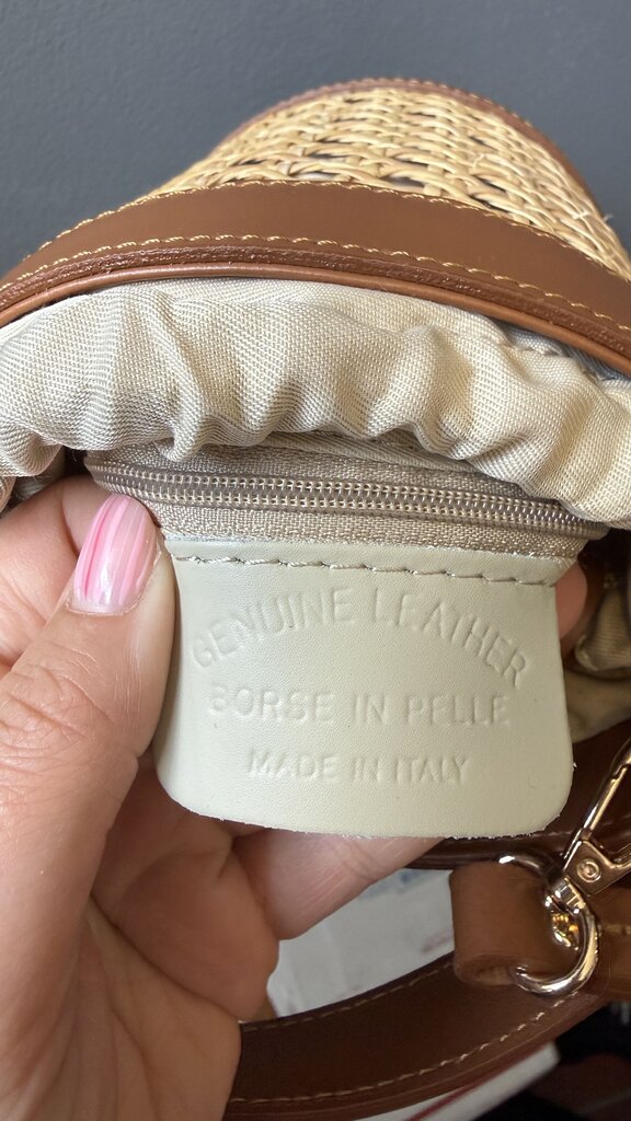 Cane Rattan Mini Bucket Crossbody Bag