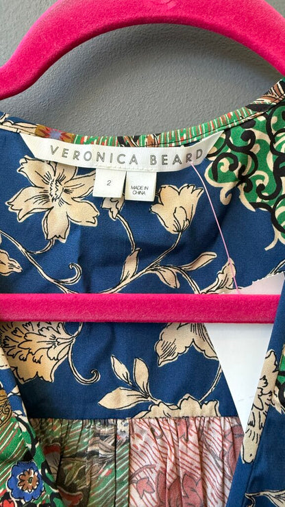 Silk Mixed Print Button Blouse