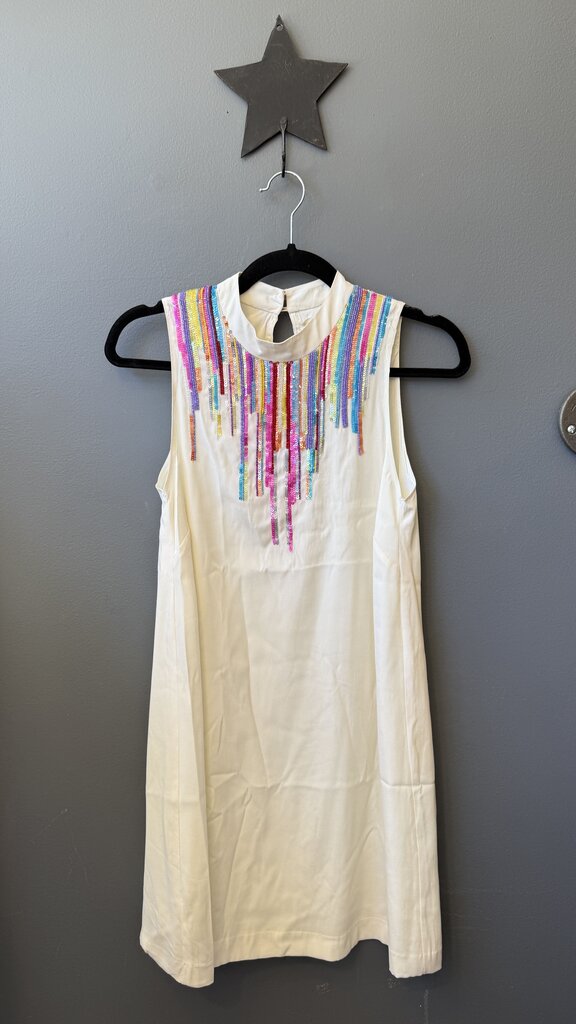 Silk High Neck Sequin Aline Dress