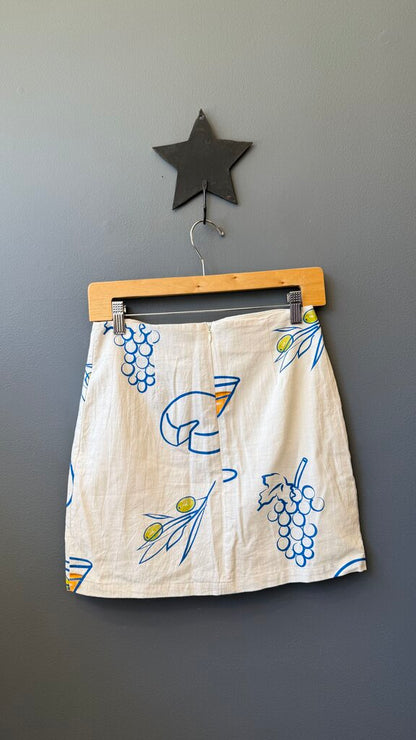 Cheese Olive Print Mini Skirt