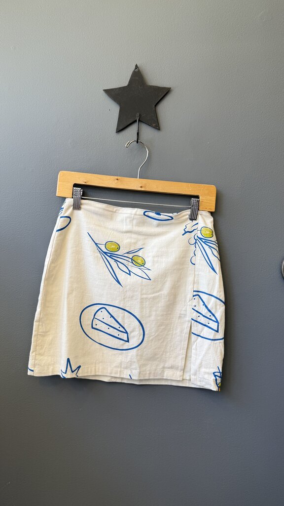 Cheese Olive Print Mini Skirt