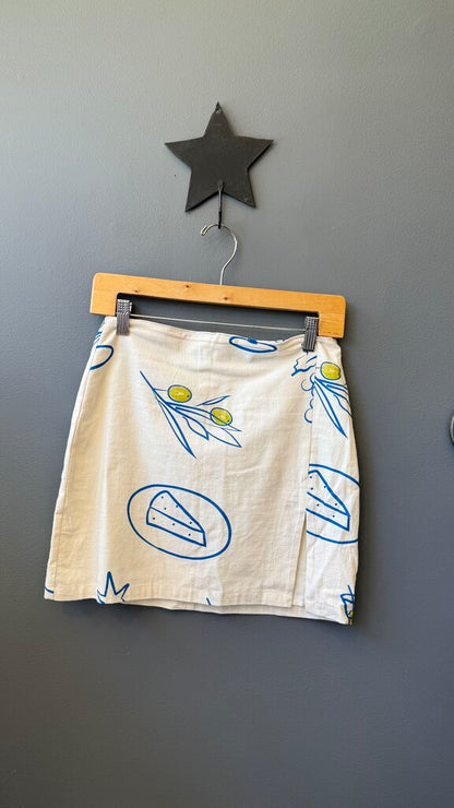 Cheese Olive Print Mini Skirt
