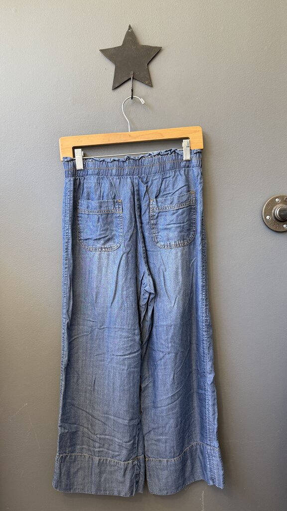 Wide Leg Crop Chambray Pants