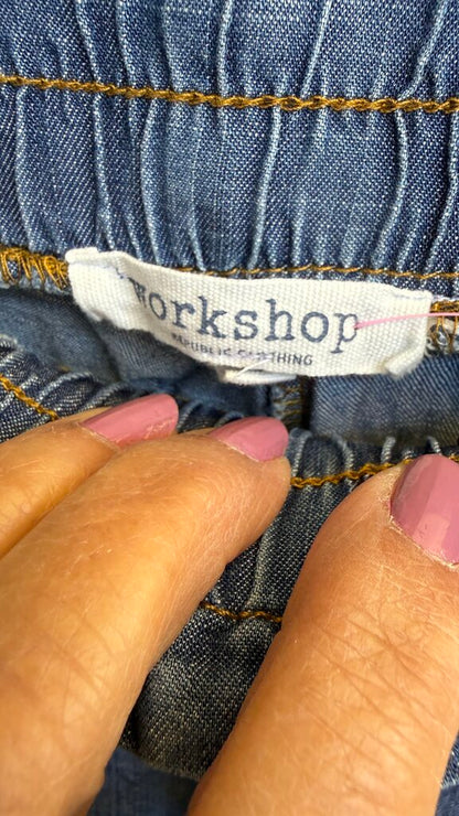 Wide Leg Crop Chambray Pants