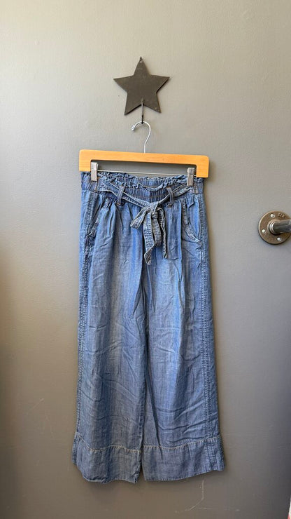 Wide Leg Crop Chambray Pants