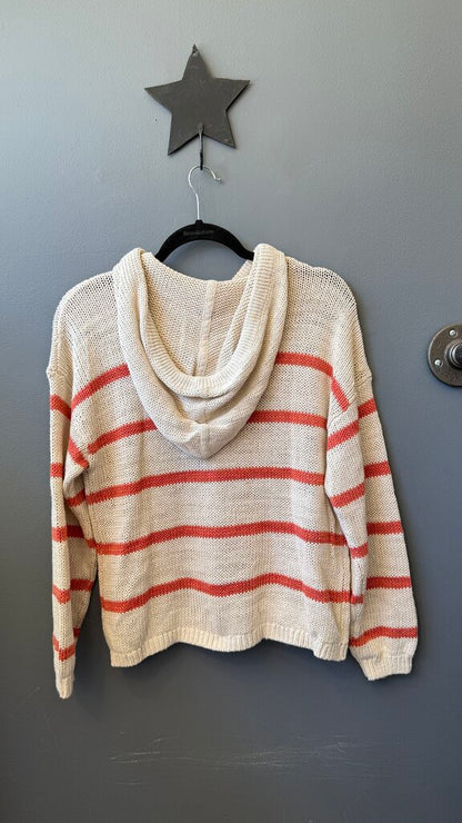 Linen Cotton Stripe Hoodie Sweater
