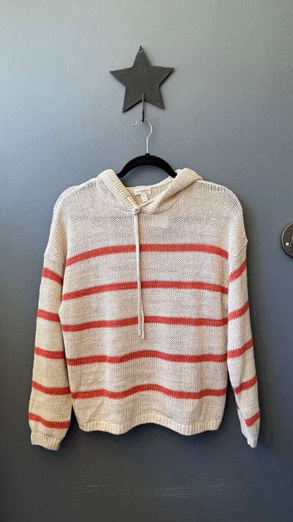 Linen Cotton Stripe Hoodie Sweater