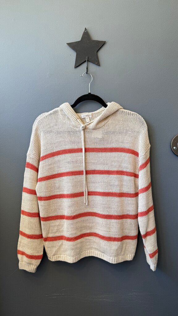 Linen Cotton Stripe Hoodie Sweater