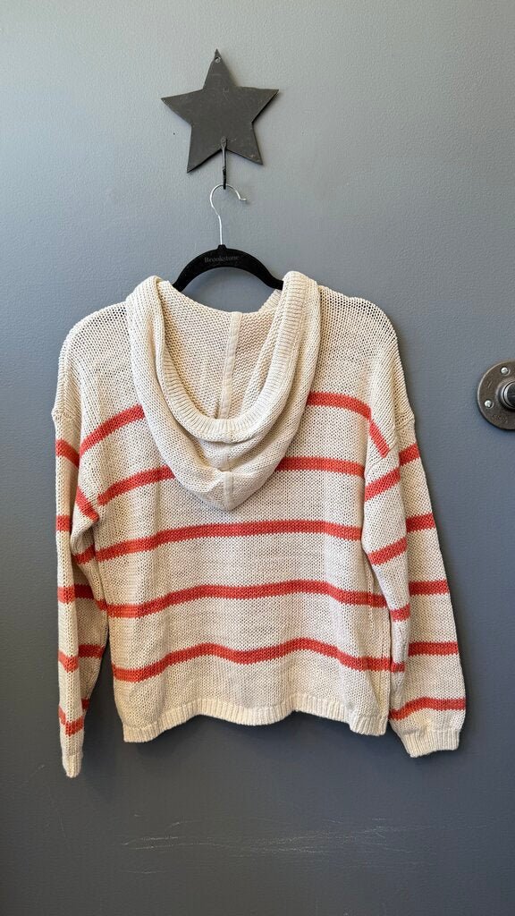 Linen Cotton Stripe Hoodie Sweater