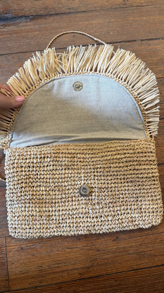 Straw Fringed Envelope Crossbody