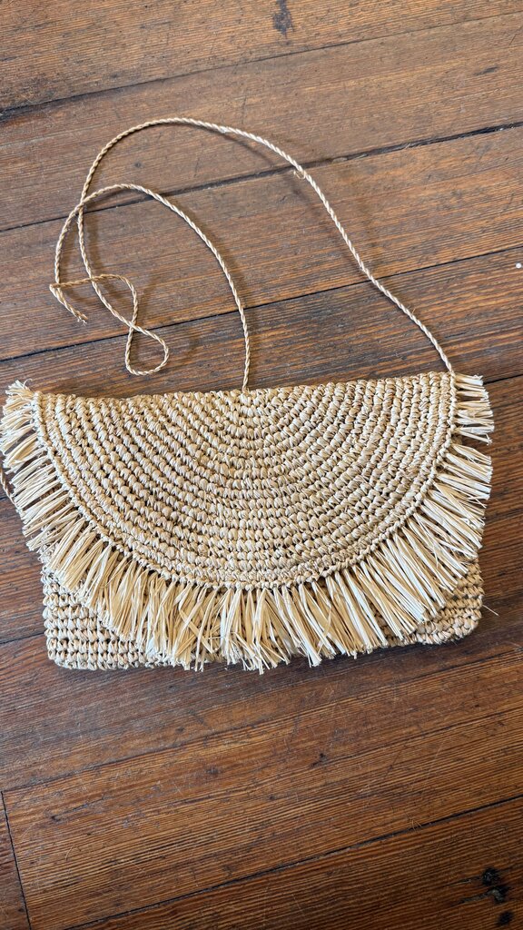 Straw Fringed Envelope Crossbody