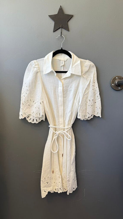 Lace Hem Mini Shirtdress